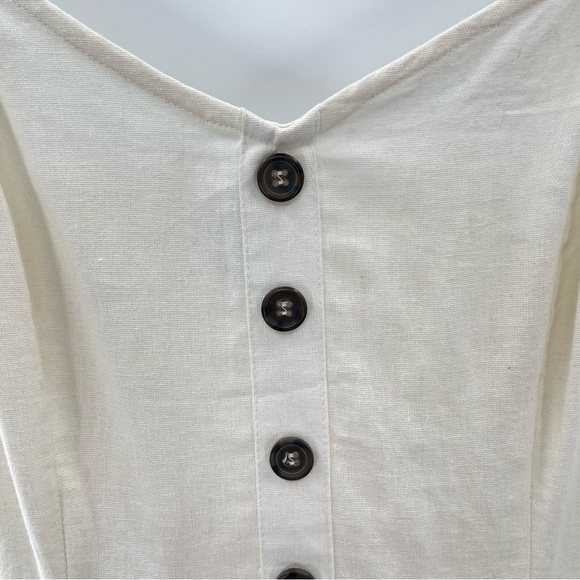 J for Justify Linen Cream Smocked Cami Midi Dress Size Medium - Picture 7 of 12